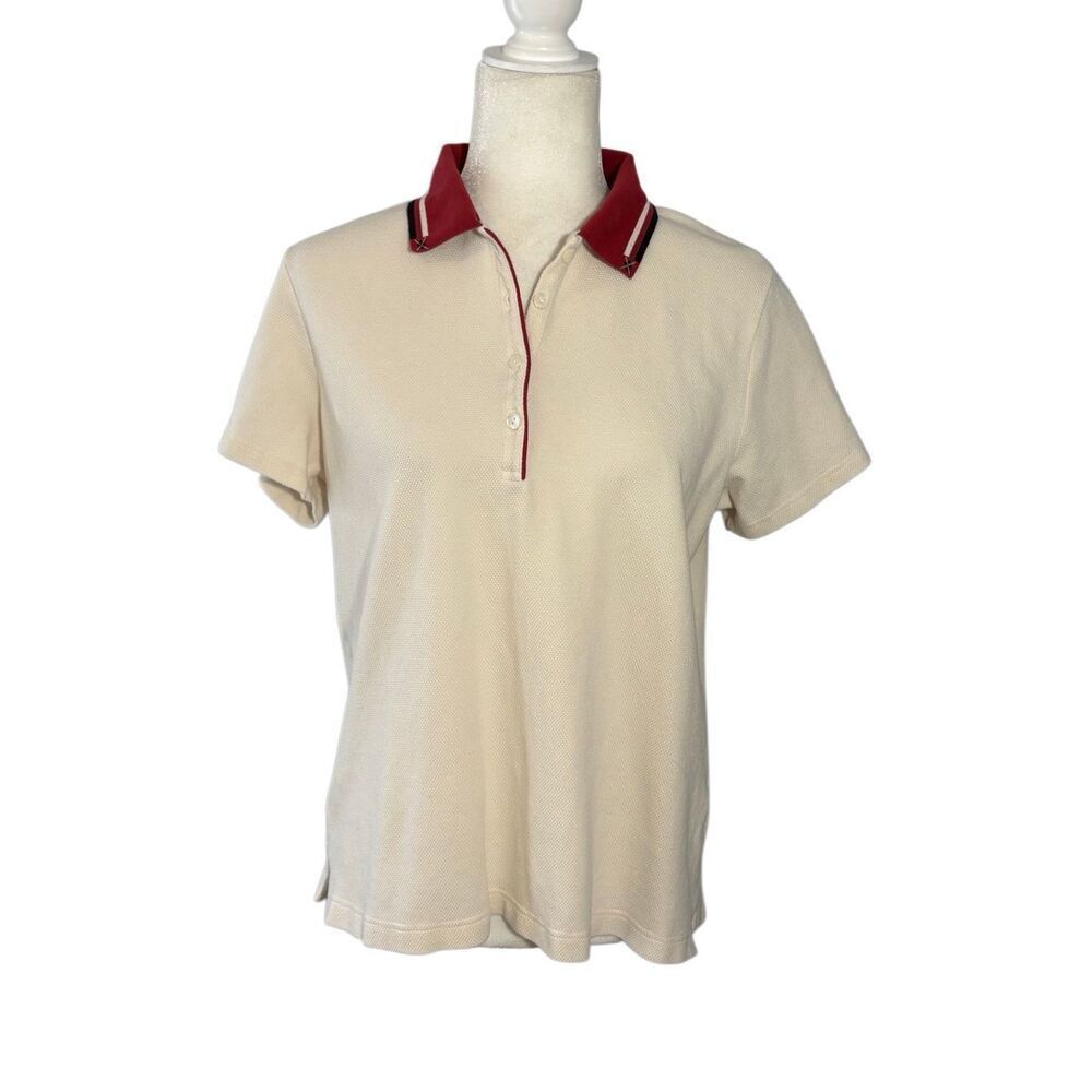 IZOD XFG stretch cream colored polo with red collar - XL